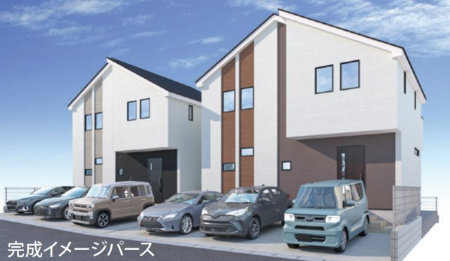 横浜市戸塚区平戸町 新築戸建て【仲介手数料無料】カースペース3台の外観パース