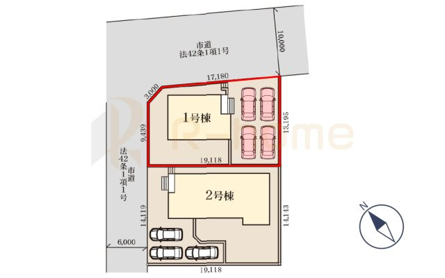 第1土浦市木田余東台　新築戸建て　1号棟の区画図|大きなお買い物だからこそ、メリット・デメリットを伝えさせて頂きます。
R-homeにお任せください♪
