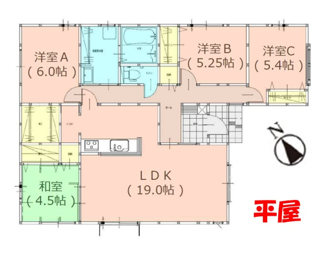 【間取り】 | 福岡市東区三苫2丁目6期7期・平屋　5号棟（全5棟）【仲介手数料無料・0円】 | 平日、土日祝日もお好きな日時にご見学可能です。お気軽にお問合せ下さい。