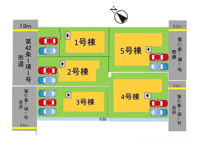 【区画図】 | 福岡市東区三苫2丁目6期・7期　5号棟（全5棟）【仲介手数料無料・0円】 | 区画図です。5号棟