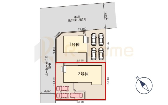 第1土浦市木田余東台　新築戸建て　2号棟の区画図|大きなお買い物だからこそ、メリット・デメリットを伝えさせて頂きます。
R-homeにお任せください♪