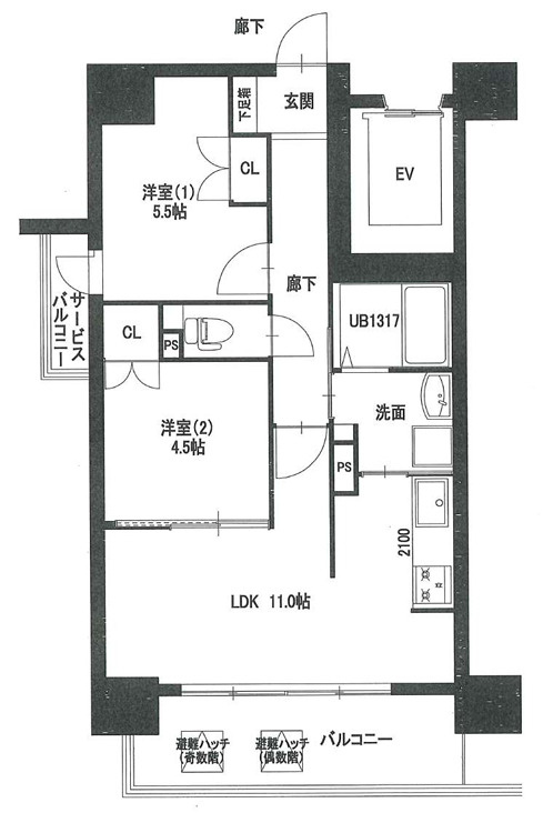 大拓ハイツ22の間取り