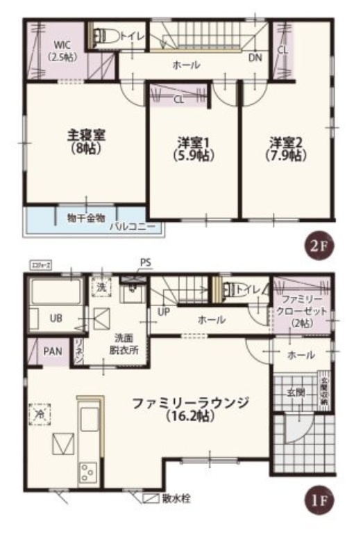 古河市西牛谷　第４期　全4邸の間取り|〇3LDK〇
全居室南向き！
ファミリークローク付き♪