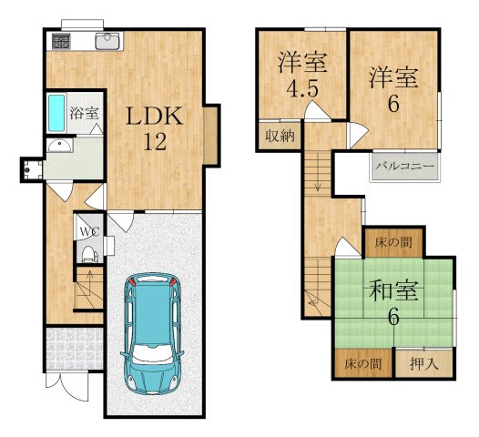 天理市柳本町貸家の間取り