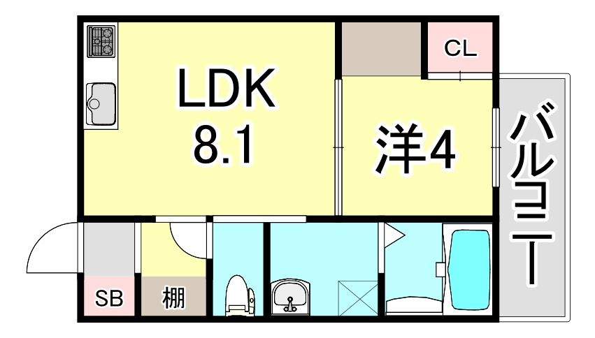 駒ヶ林アパートPJ　A棟の間取り