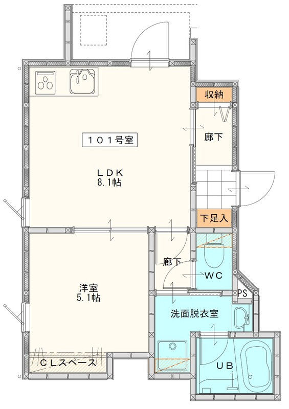 （仮称）久留米野中町アパートの間取り