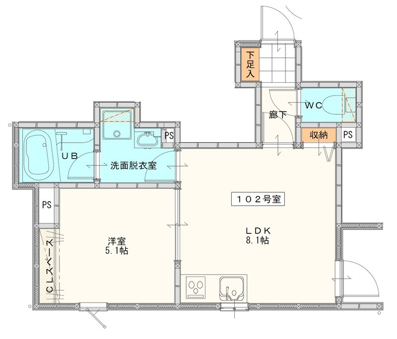 （仮称）久留米野中町アパートの間取り