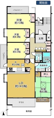 【間取り】 | ベルブリーズ森の里4号棟 | 中古マンションの4LDKは、ワンランク上のスペースをご希望の方には、最適な物件です。4部屋に加えて、広々としたダイニングルームがあれば、家族団らんの食事や、友人を呼んでのパーティにも十分対応可能です。