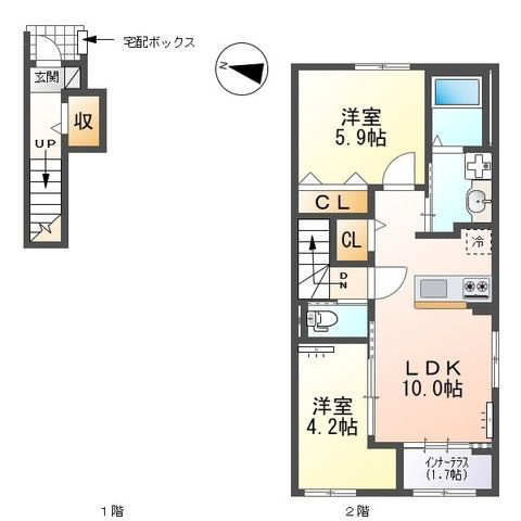 西宮市山口町　アパート新築工事の間取り