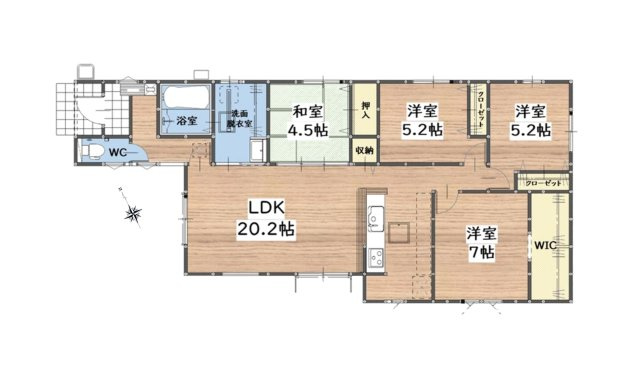 太宰府市青山3丁目第3-1棟（1号棟）の間取り|全居室収納付きで便利です。