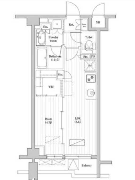 レジデンス桜新町ガーデン　ペット相談　フリーレント　礼金０の間取り