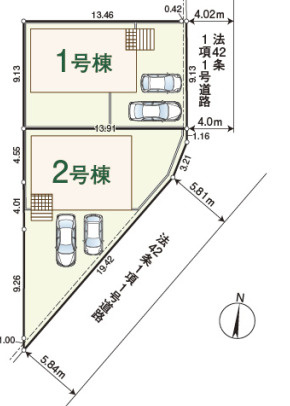 狭山市広瀬東第8 全2棟 新築戸建の区画図