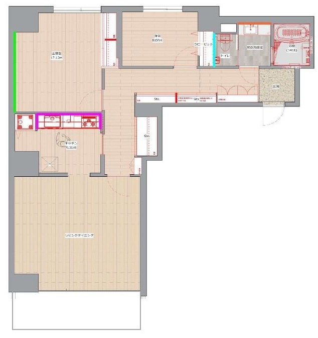 中央区新川１丁目の賃貸マンションの間取り|スケルトンリノベーション住戸