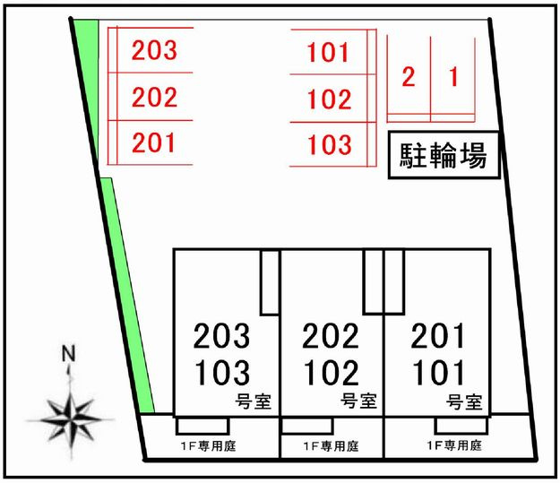リバージュハイツ　Ⅱの区画図|駐車場