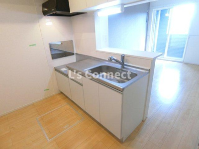 【キッチン】 | りんりんハウス　とちの木 | ２口ガスコンロ設置可能な対面キッチンです。