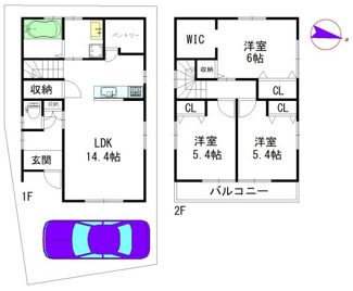 【その他】 | 建物参考プラン：間取り3LDK、木造2階建、建物面積延80.19平米（1F41.31平米、2F38.88平米)