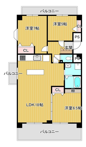 【間取り】 |  メゾンモンブラン鷹の巣Ⅱ☆仲介手数料半額☆