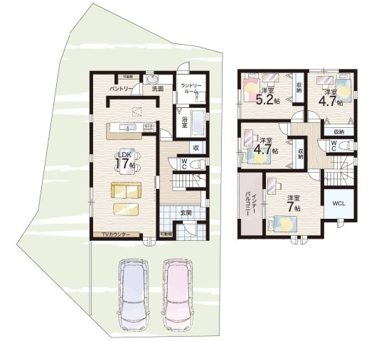 ★29(土)30(日)現地見学可能！★湖南市三雲　全2邸の間取り|1号地