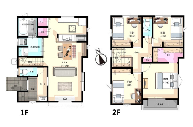【間取り】 | 福岡市南区屋形原1丁目2期　2号棟（全2棟）【仲介手数料無料・0円】 | 平日、土日祝日もお好きな日時にご見学可能です。お気軽にお問合せ下さい。