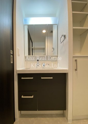 【独立洗面台】 | アーデンタワー本町イースト | 3面鏡の独立洗髪洗面台です！裏収納付き！収納豊富！