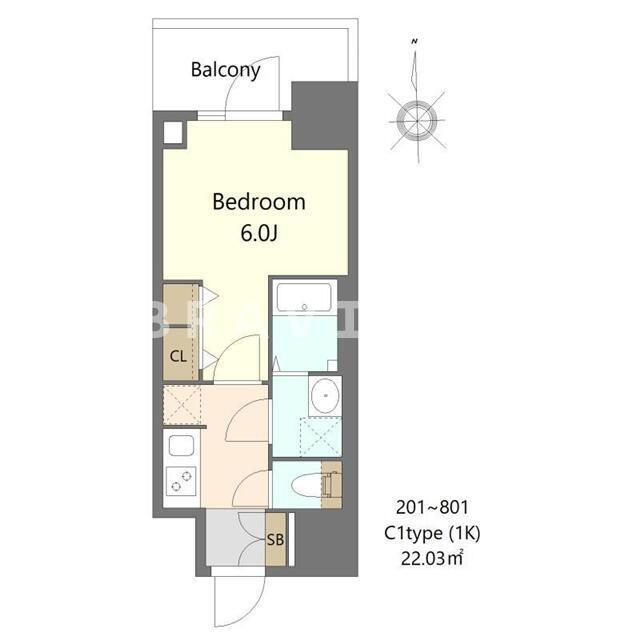 S-RESIDENCE松屋町asence　BRAVI不動産の間取り|【S-RESIDENCE松屋町asence】間取りです