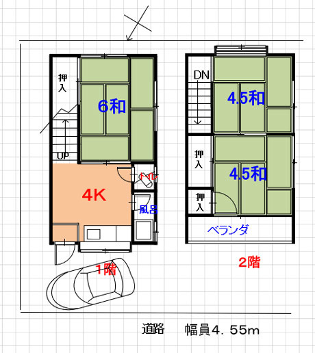 呉市川尻町西１丁目売りアパートの間取り