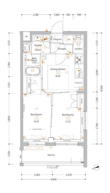 エストゥルース亀戸の間取り