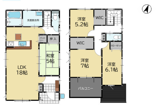 【間取り】 | 春日市天神山1丁目1期　1号棟（全2棟）【仲介手数料無料・0円】 | 平日、土日祝日もお好きな日時にご見学可能です。お気軽にお問合せ下さい。