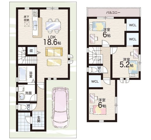 尼崎市武庫之荘　第3期　新築一戸建ての間取り|1号地