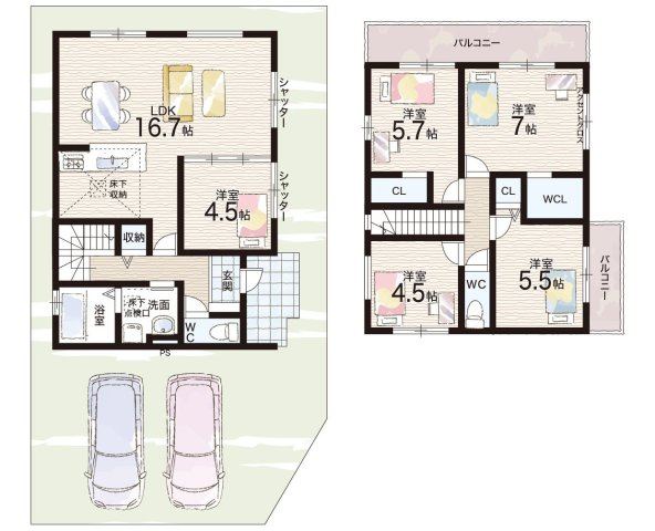 神戸市北区西山　第1期　新築一戸建ての間取り|1号地