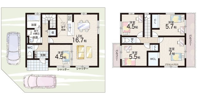 神戸市北区西山　第1期　新築一戸建ての間取り|2号地