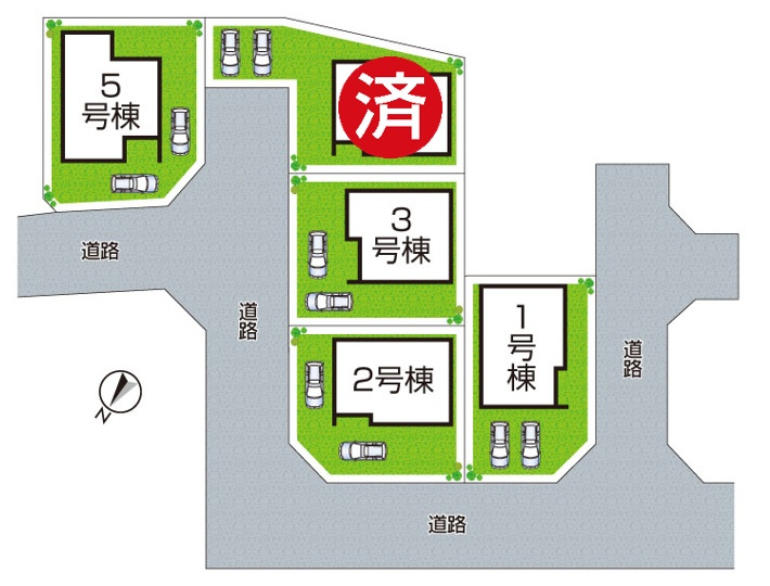 神戸市北区西山　第1期　新築一戸建ての区画図|全5区画