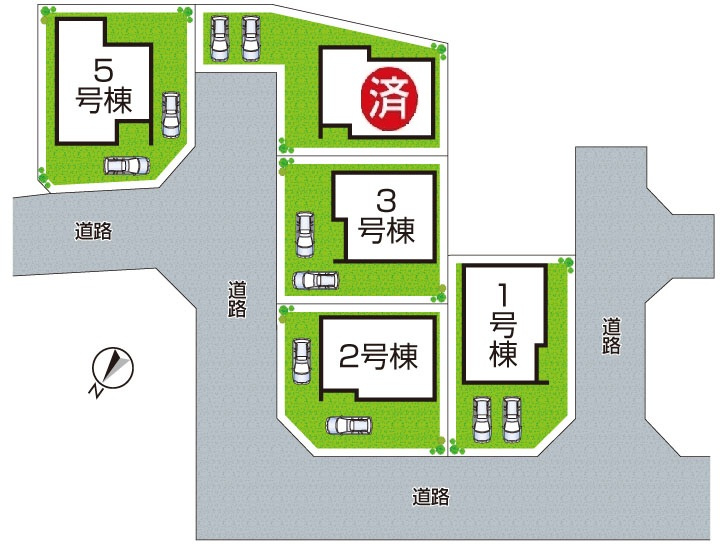 神戸市北区西山　第1期　新築一戸建ての区画図|全5区画