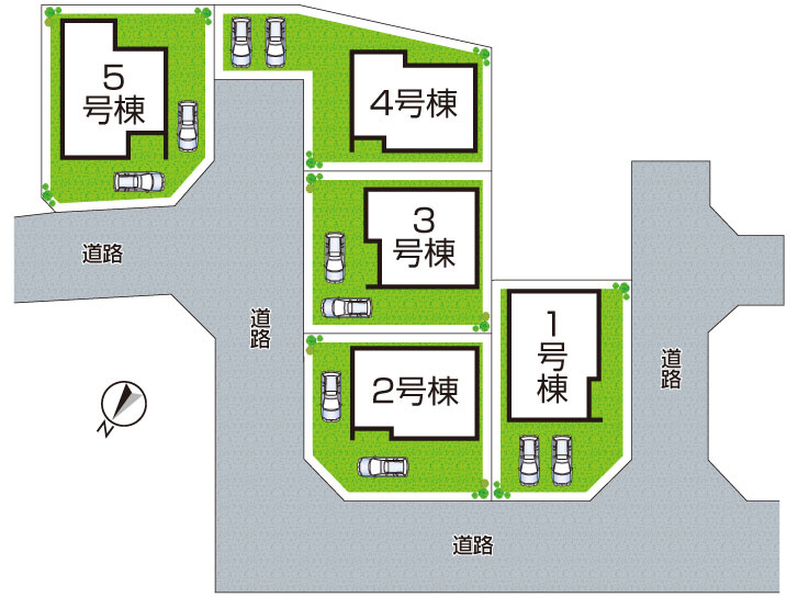 神戸市北区西山　第1期　新築一戸建ての区画図|全5区画