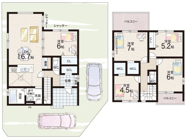 神戸市北区西山　第1期　新築一戸建ての間取り|5号地