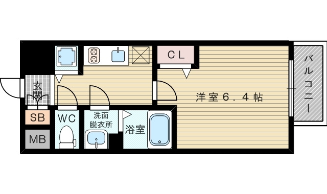 【間取り】 | メインステージ新大阪 | 1Ｋのお部屋です