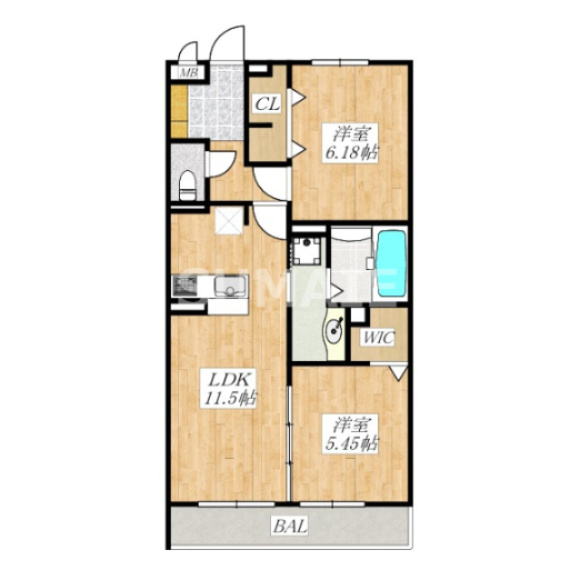 ディアコートの間取り|南向きのお部屋です☆