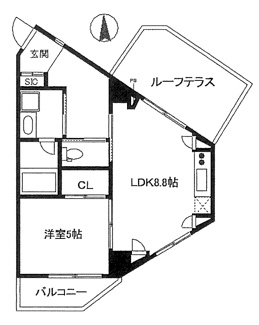 【間取り】 | FRIENDS APARTMENT | ルーフテラスのある1LDKです！