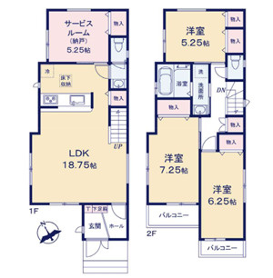 【間取り】 | 習志野市鷺沼三丁目　新築分譲住宅２号棟 | 習志野市鷺沼３丁目　２号棟　３LDK＋１納戸