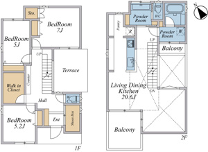 【参考プラン】 | LDK20帖以上+テラス付3LDK参考プラン