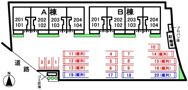 プライム　Ｂの区画図|駐車場
