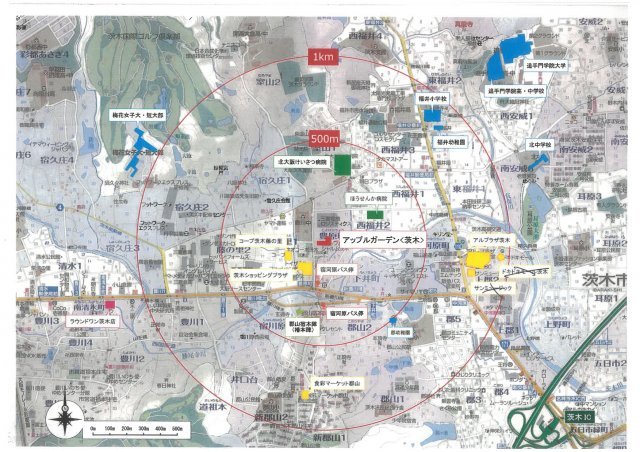 アップルガーデン茨木の地図|別部屋写真