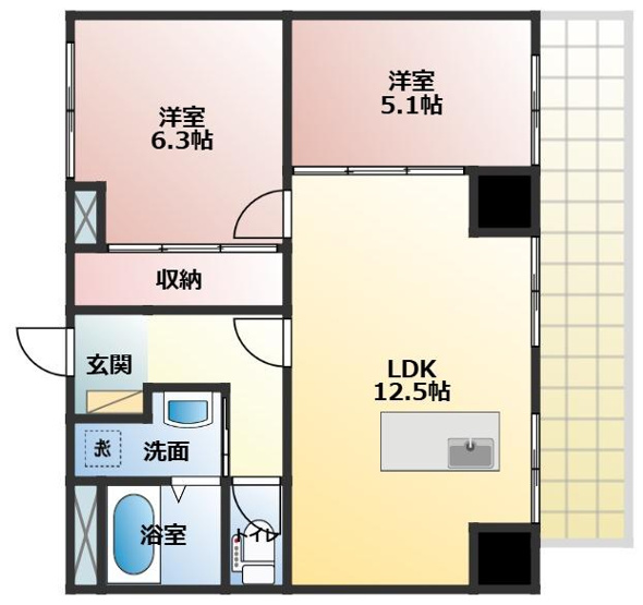 【間取り】 | 第一丸中マンション