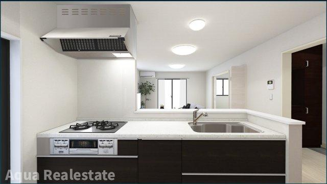 リーブルガーデン善通寺市下吉田町のキッチン|デザインが映えるカッコいいキッチン。洗練された空間が料理の魔法を演出し、毎日が特別なひとときへと変わります。ここで繰り広げられるクリエイティブな料理体験は、まさに感動の連続。