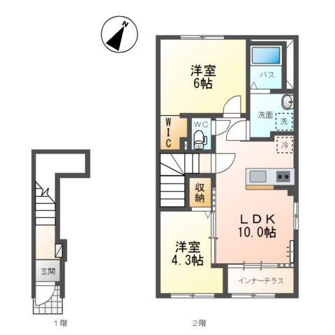 飾磨区中島　新築アパートの間取り