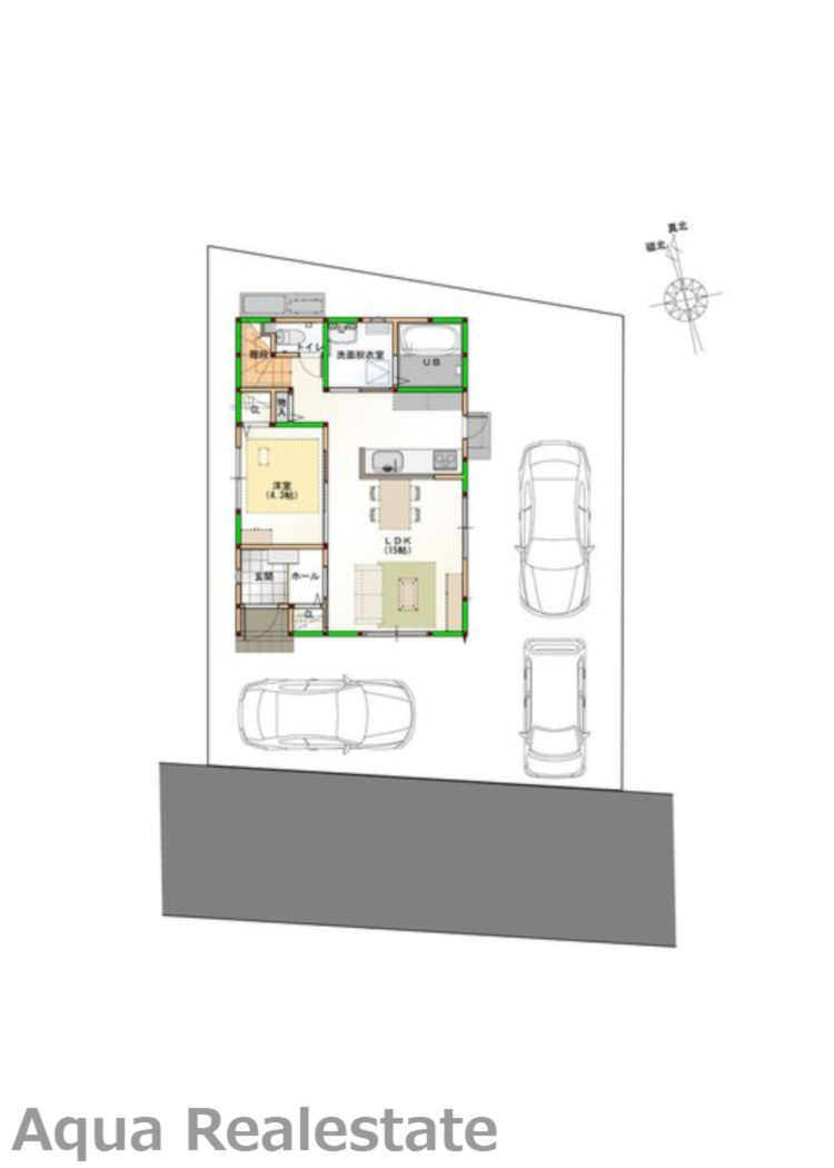 オール電化デザイナーズハウス高松市三条町⑥の独立洗面台|脱衣所は小さなお子様がいるご家庭でも重宝されております。