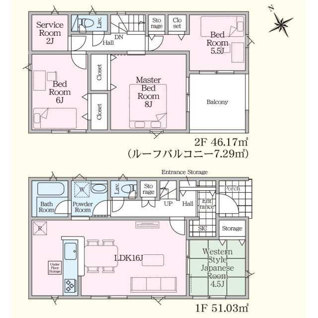 クレイドルガーデン真岡市台町第９　新築一戸建ての間取り|２号棟の間取りです。