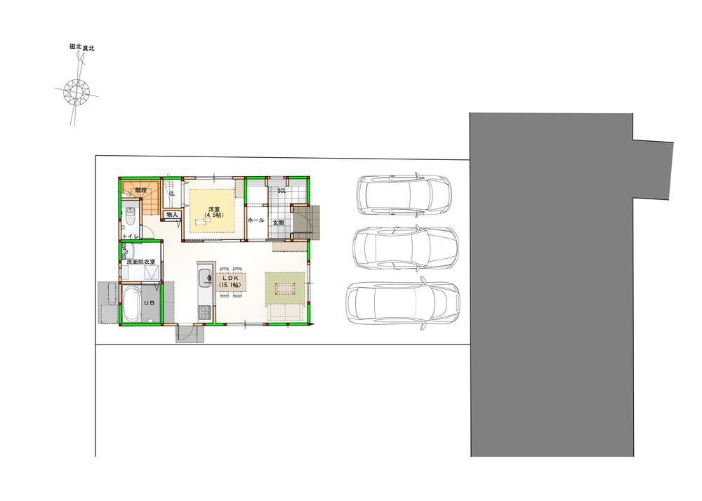 オール電化デザイナーズハウス坂出市白金町建売⑨の区画図