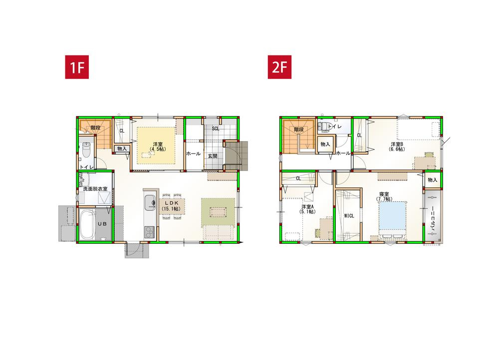 オール電化デザイナーズハウス坂出市白金町建売⑨の間取り|こちらの居間で趣味の時間をお楽しみください