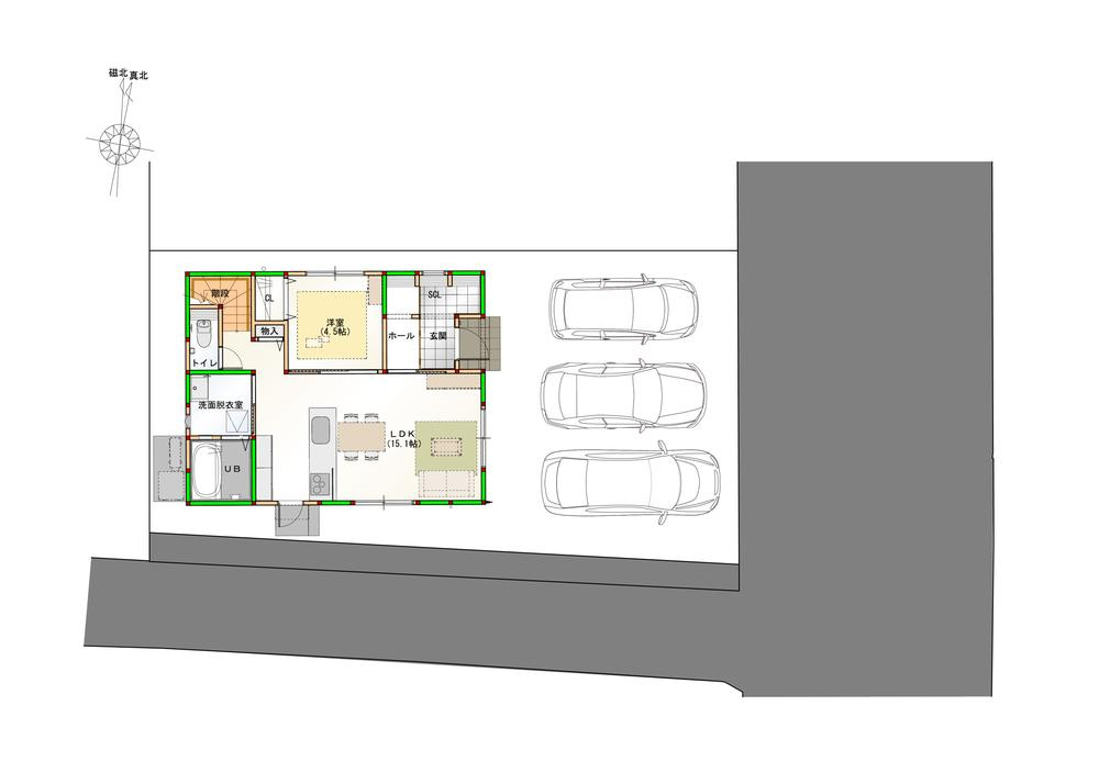 オール電化デザイナーズハウス坂出市白金町建売⑪の区画図